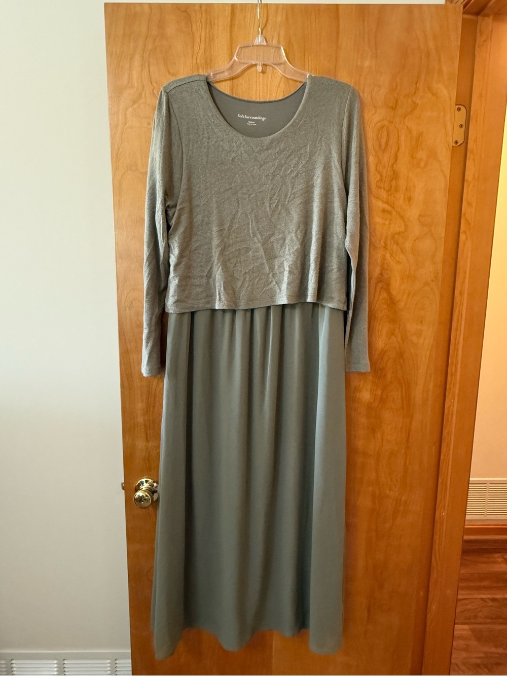 SOFT SURROUNDINGS Cassie Maxi Layered Dress Olive MSRP $120 NWT Medium